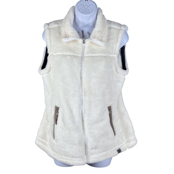 Free Country NWT Womens M Cream Alpine Butter Pile Fleece Zip Pockets Teddy Vest - Picture 2 of 16